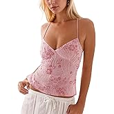 Ceputer Women Y2k Sequin Tank Tops Sexy Sparkly V Neck Backless Crop Cami Top Summer Sparkle Low Cut Halter Going Out Top