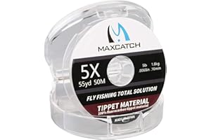 Maxcatch Fluorocarbon Fly Fishing Tippet Material Leader Line –Virtually Invisible – 55yards 0X-6X (Made in Japan)