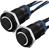 APIELE 12mm Momentary Push Button Switch Pre-Wired 150mm High Round Head (Black Aluminum, White)