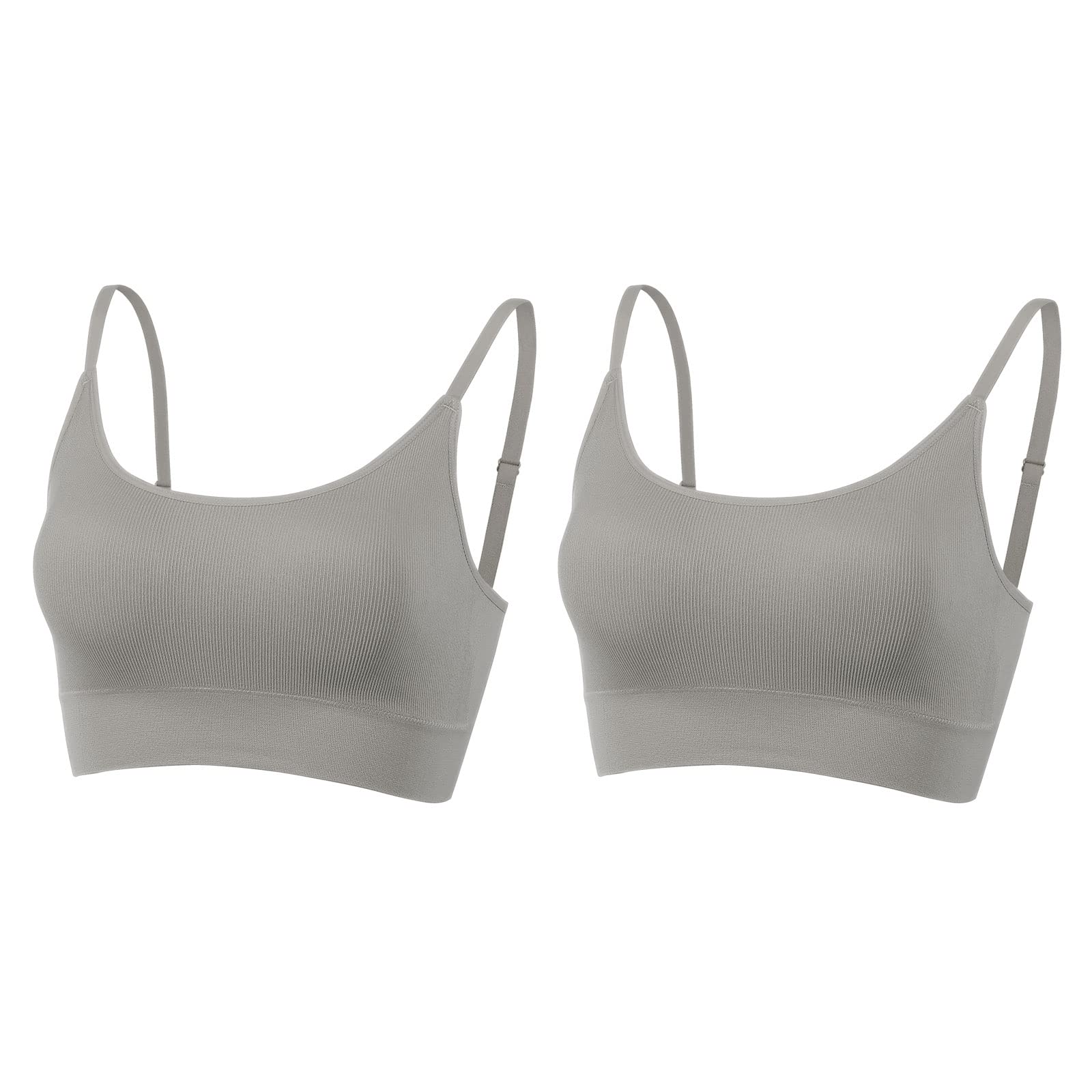 Photo 1 of AMRIY Womens Sports Bras for Women Light Support Padded Workout Bras for Women Supportive Seamless Women's Wireless Yoga Bra Grey,XXL