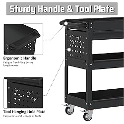 Pelnuies 3 Tier Rolling Tool Cart, 400 LBS Capacity