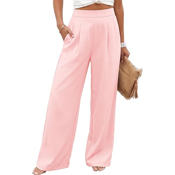 Hvyesh High Waisted Dress Pants for Women - Business Casual Pants Elastic  Waist