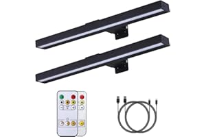 MIOBLUE LED Picture Lights with Remote, 16in Metal Battery Operated Picture Light,Rechargeable Display Lamp,Dimmable Dartboard Light with Timer for Frame Wall Portrait Art, 2Pack