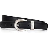 XZQTIVE Women Skinny Leather Belts for Jeans Dress Pants Fashion Ladies Thin Black Waist Belt with Gold Buckle