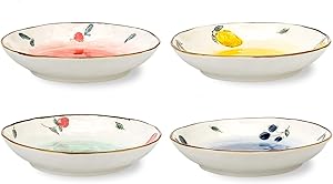 MDZF SWEET HOME 8-Inch Deep Porcelain Dinner Plates Set Pizza Pasta Serving Plates Salad Dessert Dishes Tableware, Set of 4