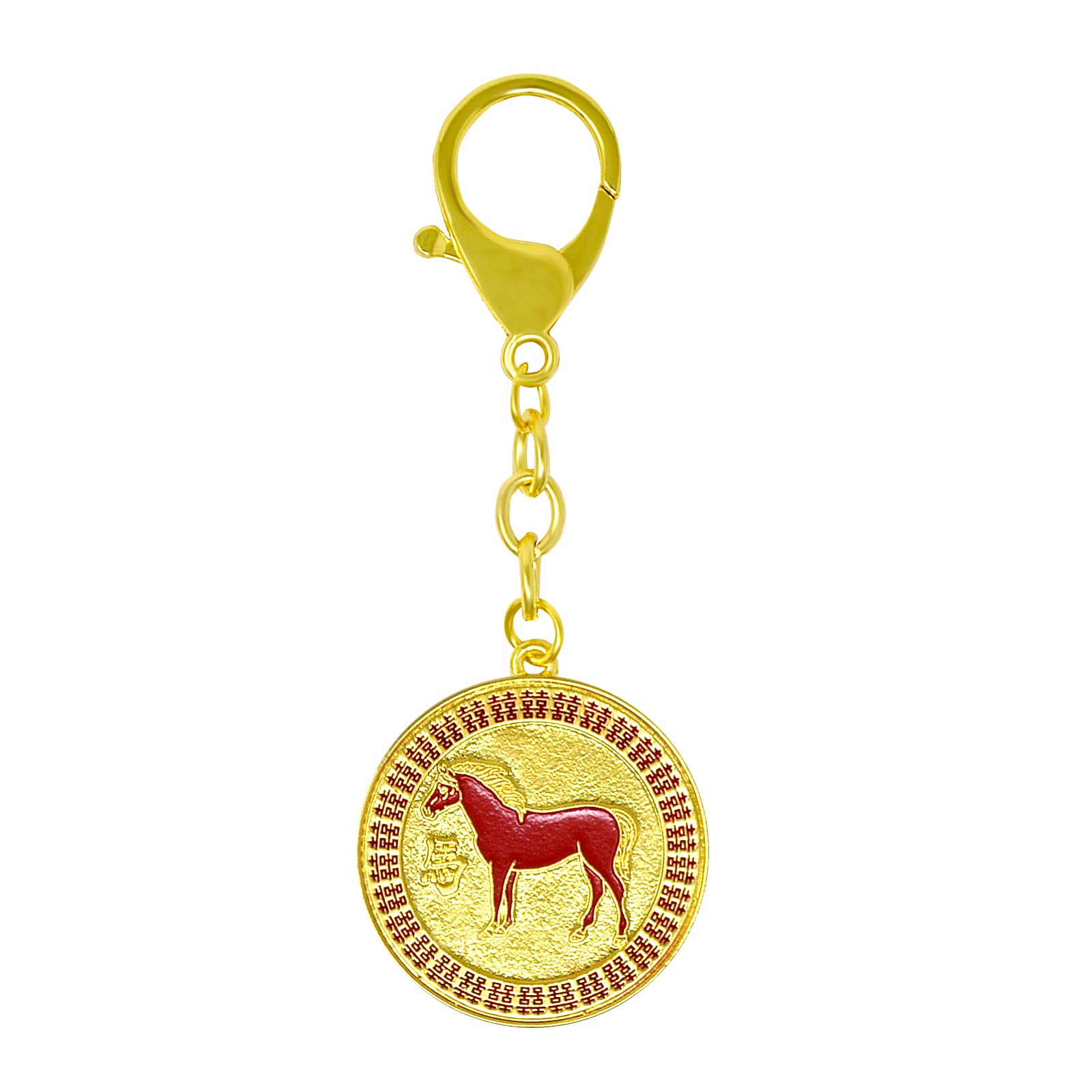 Horse Peach Blossom Amulet Keychain w4994