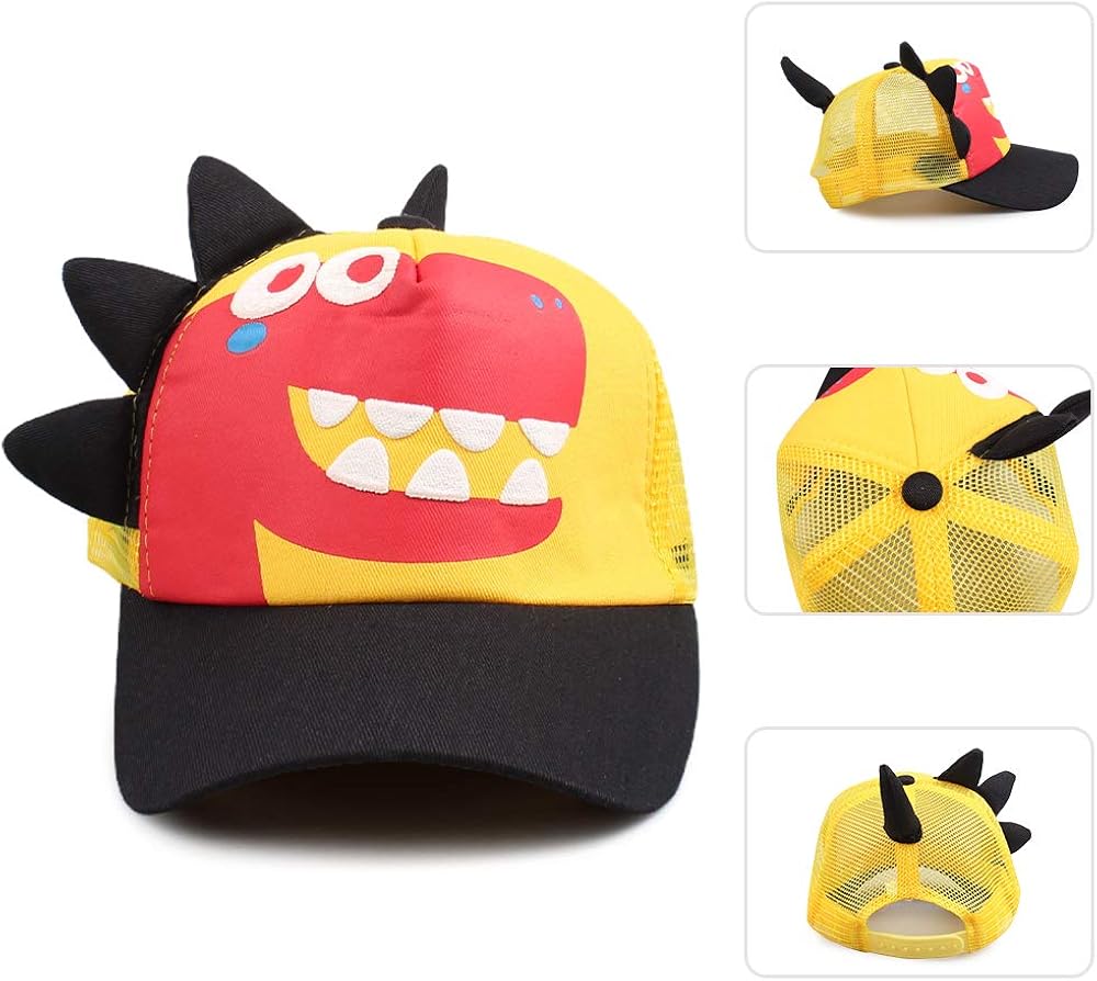 Dinosaur Pattern Sun Hat Cartoon Summer Baseball Cap for Boys Girls Toddler Kids Beach 2-6 Years: Clothing