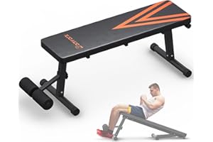 2 In 1 Adjustable Flat Weight Bench - Bonvork 45.3'' Extended Foldable Flat Bench for Home Gym,750LBS Sit Up Bench with 18'' Widened Base,Strength Training Workout Bench Press for Full Body Exercise