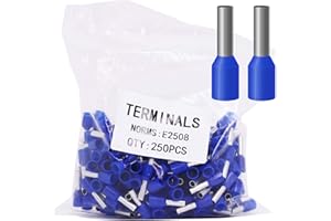 Fidioto AWG14 Wire Ferrules Terminals, 250pcs AWG14 Terminal Connector Wire Insulated Cord Pin Ends Terminals for Electric, Industrial, Chemical Industry, Power Control System, etc.