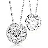 Moissanite Necklace for Women S925 Sterling Silver Jewelry Solitaire Halo Pendant Lab Created Gem for Her Gift for Mothers Day Wedding Anniversary Birthday - to My Wife Daughter Mom Grandma Girlfriend