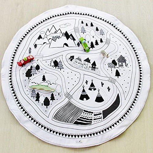 Werchenli Cartoon Style Baby Play Mat for Floor Reversible Thick 100% Soft Cotton 37.4 Inches Playmat for Kids, Little Tree