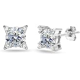 Sterling Silver Studded Solitaire Stud Earrings Made with European Crystals