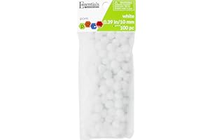 Essentials by Leisure Arts Pom Poms - White -10mm - 100 Piece pom poms Arts and Crafts - Colored Pompoms for Crafts - Craft pom poms - Puff Balls for Crafts