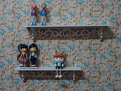 Elegant Wall Mounted Shelves set of 2 ,shabby chic, Carved Look WPC ( wood plastic composite) Shelf White Art Decor
