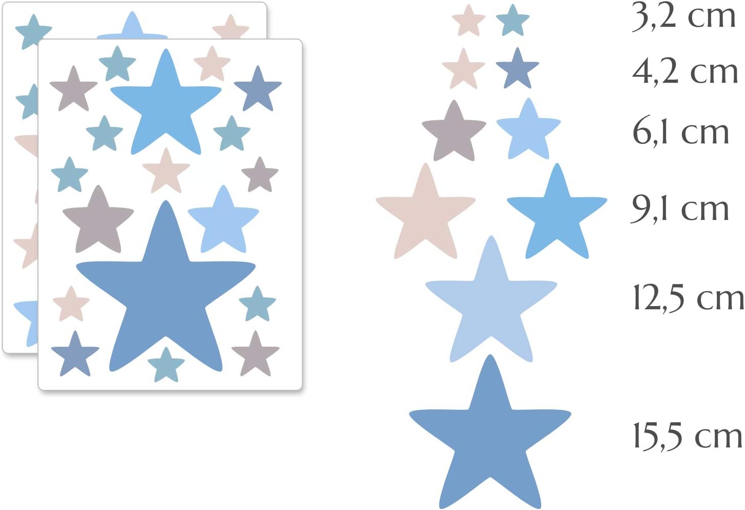 PREMYO Set of 36 Star Wall Stickers Kids - Nursery Decor Easy to Apply - Decals for Bedrooms for Boys Pastel Blue Grey - Image 4