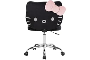 IMPRESSIONS VANITY · COMPANY Impressions Vanity Hello Kitty Kawaii Swivel Vanity Chair for Makeup Room, Adjustable Height Cute Desk Chair with Wheels Rolling, Comfy Polyurethane Foam Back Armless Chair for Dorm (Black)