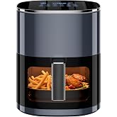 Simple Deluxe 12-in-1 Air Fryer 6.34 Qt, Digital Preset Airfryer with Visible Window, Nonstick and Dishwasher-Safe Basket, Air Fry, Roast, Bake, Dehydrate, Fries, 1700W, Gary