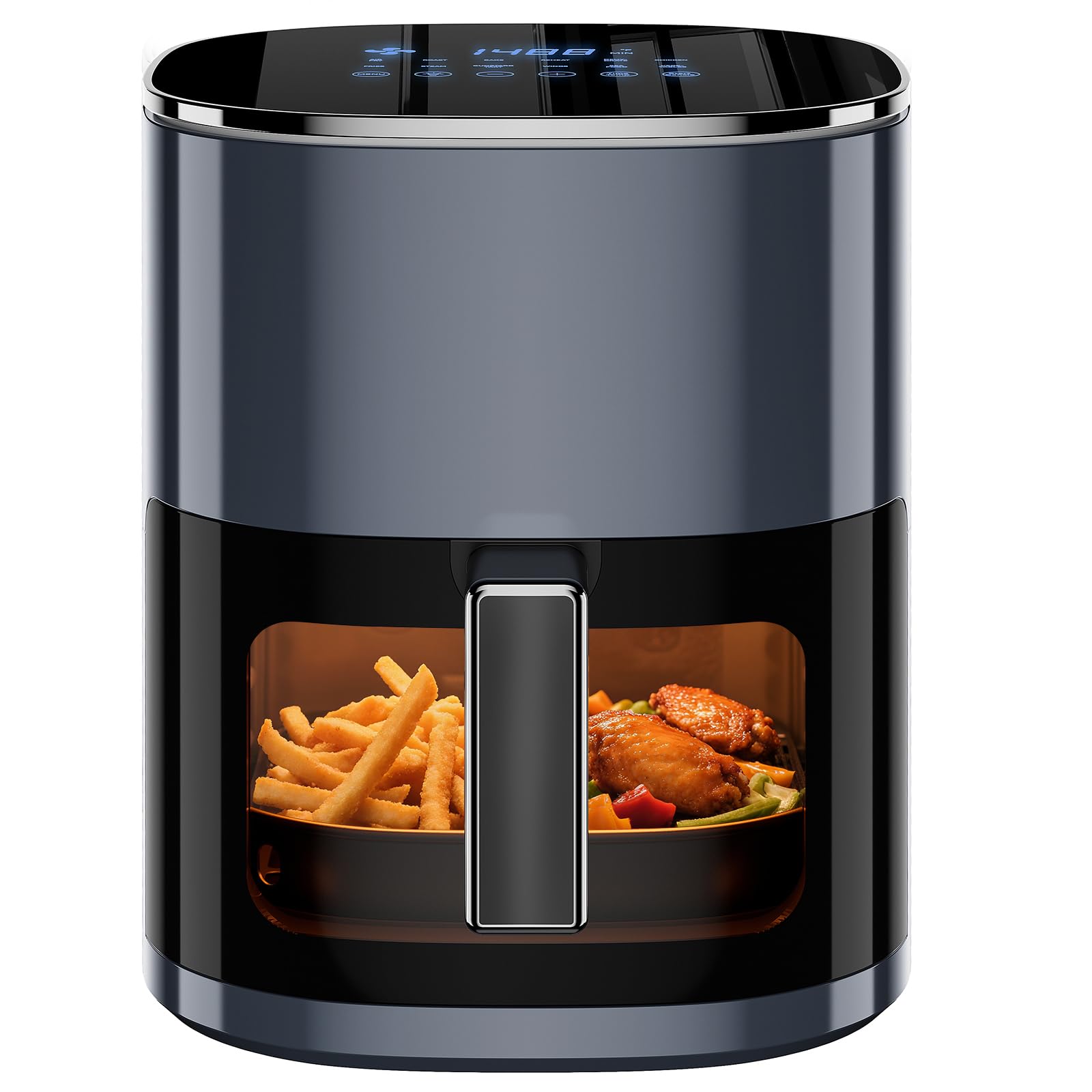 Simple Deluxe 12-in-1 Air Fryer 6.34 Qt, Digital Preset Airfryer with Visible Window, Nonstick and Dishwasher-Safe Basket, Air Fry, Roast, Bake, Dehydrate, Fries, 1700W, Gary Image