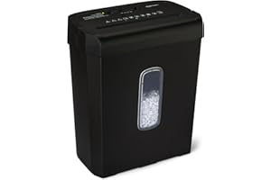 鶹 Basics 6-Sheet Cross-Cut Paper Shredder and Credit Card Shredder, 3.7 Gallon, Black