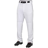 Rawlings | PRO 150 Series Baseball Pants | Youth X|Large | Piped | White / Black | Relaxed Fit