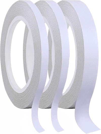 DDSHUN 3 Rolls Double Sided Tape 0.39in 0.59in Clear Adhesive for Craft DIY