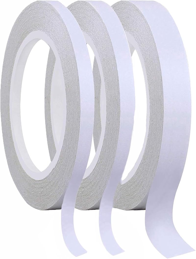 DDSHUN 3 Rolls Double Sided Tape 0.39in 0.59in Clear Adhesive for Craft DIY
