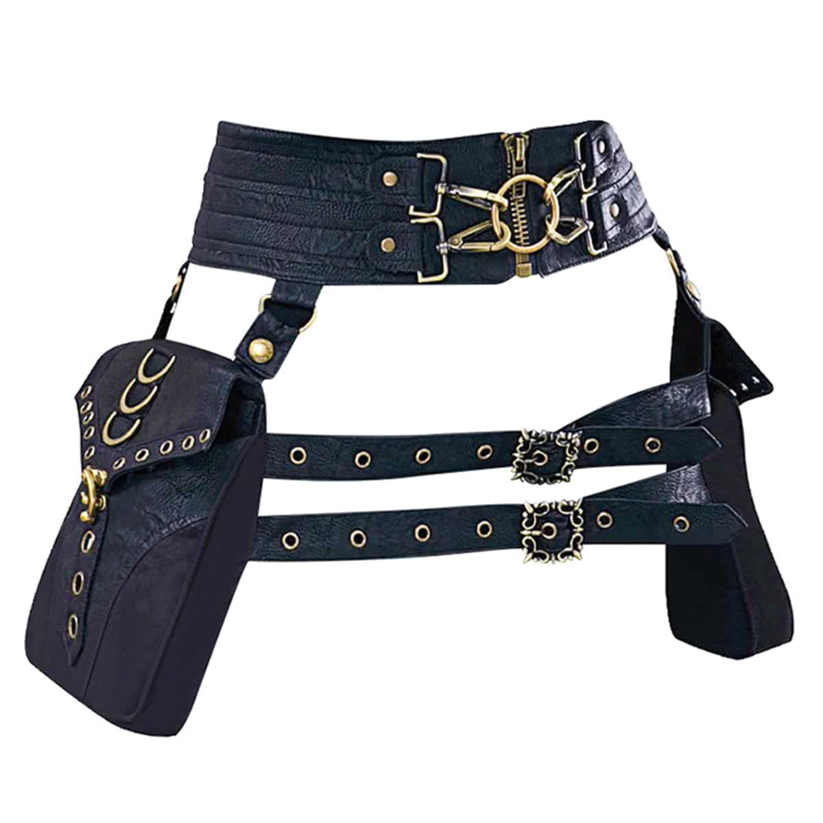 Photo 1 of Waist Bag Belt Purse Fanny Pack Crossbody Motorcycle Hiking Phone Holder Wallet Vintage Leather Casual Fashion Daypack Gothic Festival Costume Hip Pouch for Women Men (Com)