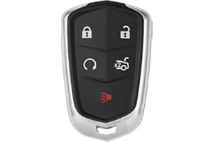 HelloAuto Key Fob Cover Shell Case Replacement Fits for Cadillac 2014 2015 2016 2017 2018 2019 2020 2021 2022 2023 XT5 ATS CTS SRX XTS Escalade Keyless Entry Remote 5-Buttons Key Case(HYQ2AB, HYQ2EB)
