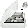 caqeg 14" RV Roof Vent for Camper Trailer Universal White Lid Roof Vent with 12V RV Vent Fan 6" Blades White lid Inner for Garnish Ring