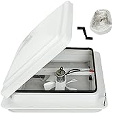 14" RV Roof Vent for Camper Trailer Universal White Lid Roof Vent with 12V RV Vent Fan 6" Blades White lid Inner for Garnish 