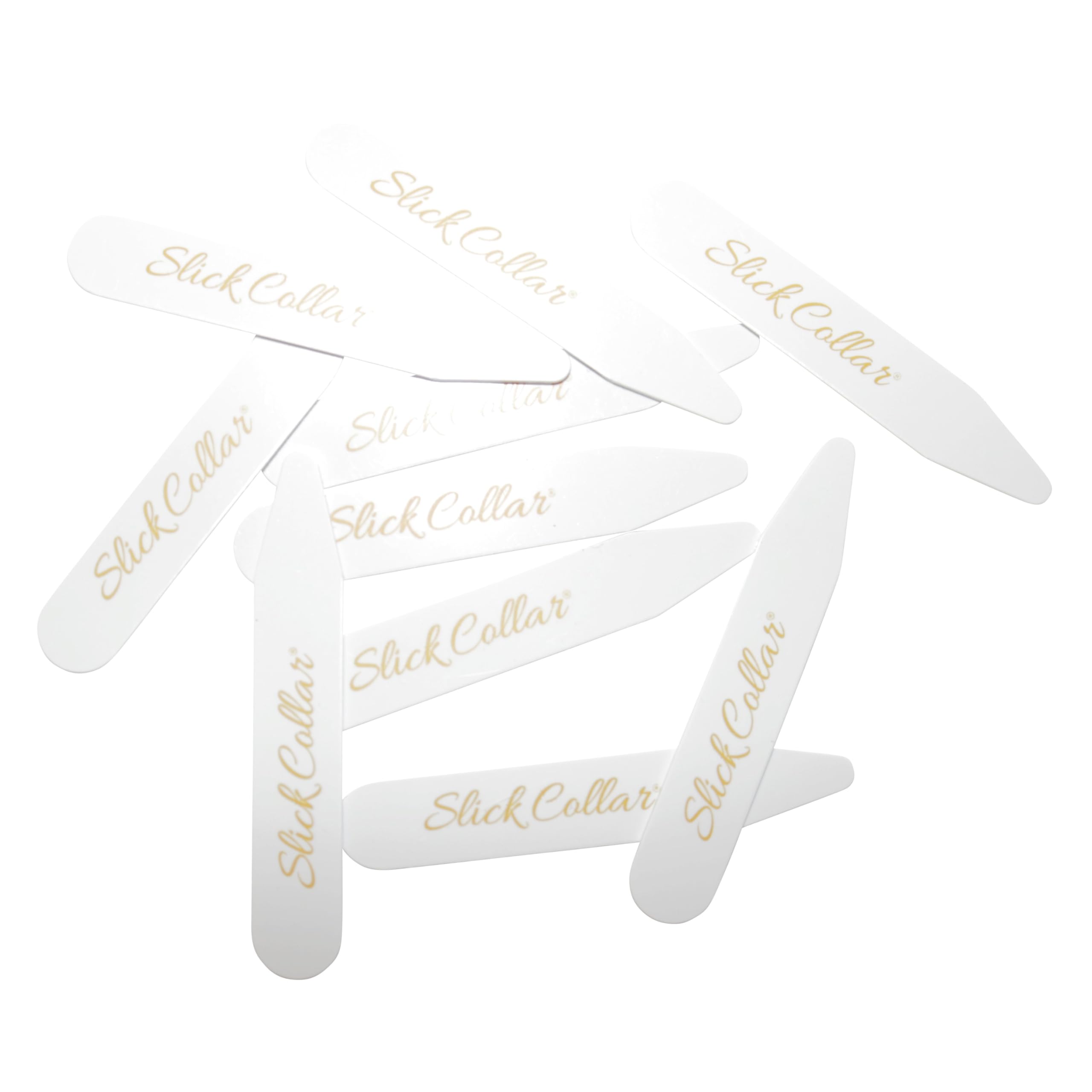 Slick Collar Shirt Collar Support System set with 3 adjustable, 10 premium Collar Stays & a Durable tin Travel EDC Box in White