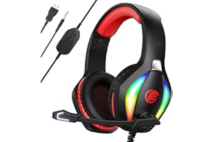 Fachixy FC100 Gaming Headset with Microphone for PS4, PS5, Switch, Xbox, PC, Mac, Gamer Headset with RGB Light, Computer Headphones with Mic
