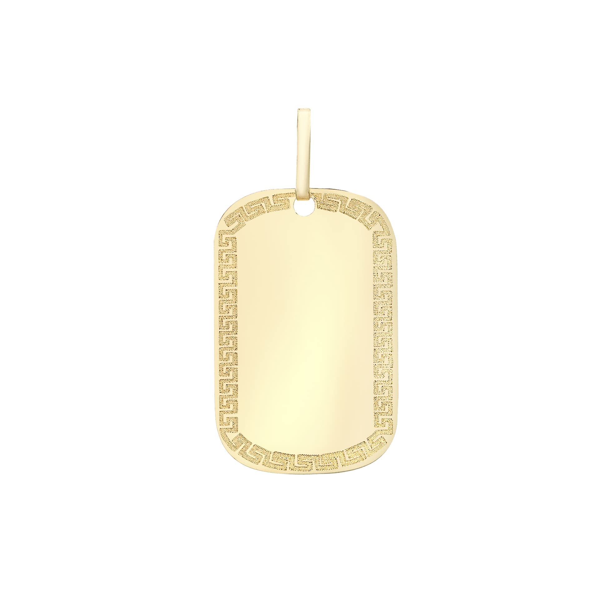 CARISSIMA Women's 9ct Yellow Gold Greek Key Edged Dog Tag Pendant of 2cm/1"