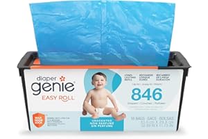 Diaper Genie Easy Roll Refill with 18 Bags - for the Diaper Genie Signature and Platinum pails | Lasts Up to 5 Months or Hold