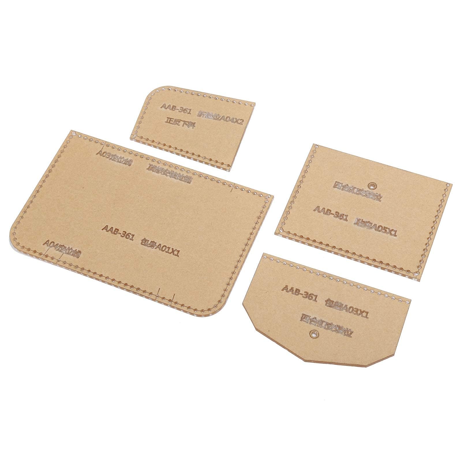 4Pcs Leather Template for Leatherwork, Acrylic Wallet Template Stencil Template Drawings Set Leather Hand Craft DIY Tool