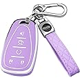 XIYANG TRADE for Chevy Key Fob Cover with Keychain,Soft TPU Key Case Shell Full Protection for 2016-2021 Chevy Equinox Malibu Camaro Cruze Blazer Traverse Trax 5 Button Holder (Purple)