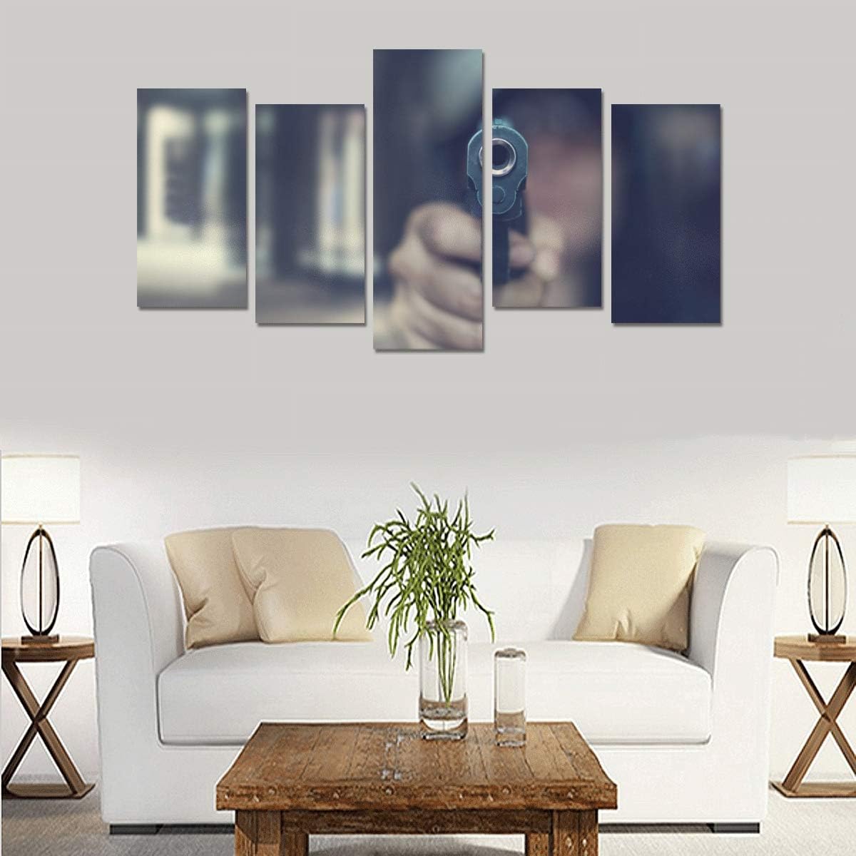 Amazon Com Vvxxvx Pistol Bullets And Pistols No Frame Canvas Print Sets Wall Art Picture 5 Pieces Paintings Posters Prints Photo Image On Canvas Ready To Hang For Living Room Bedroom Home Office