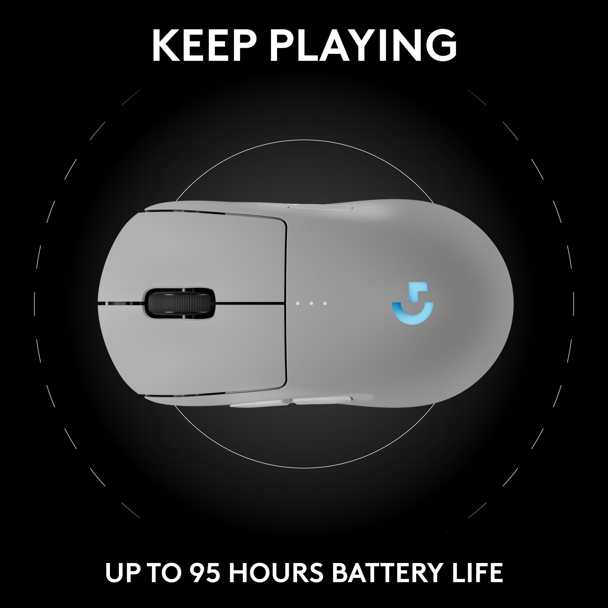 Logitech G PRO 2 Lightspeed Wireless Gaming Mouse, Right- or Left-Handed Mouse with up to 4 Customizable and Switchable Magnetic Side Buttons, 44K DPI Sensor, USB-C Charging, for PC/Mac - White