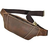 LUUFAN Men's Leather Waist Bag Multiple Pockets Slim Fanny Pack Adjustable Belt bag for Outdoor Running Hiking and Travel (Brown)