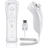 FIOTOK Wii Remote with Nunchuck,Wii Controller with Nunchuck Compatible with Nintendo Wii/Wii U with Silicone Case and Wrist Strap, White