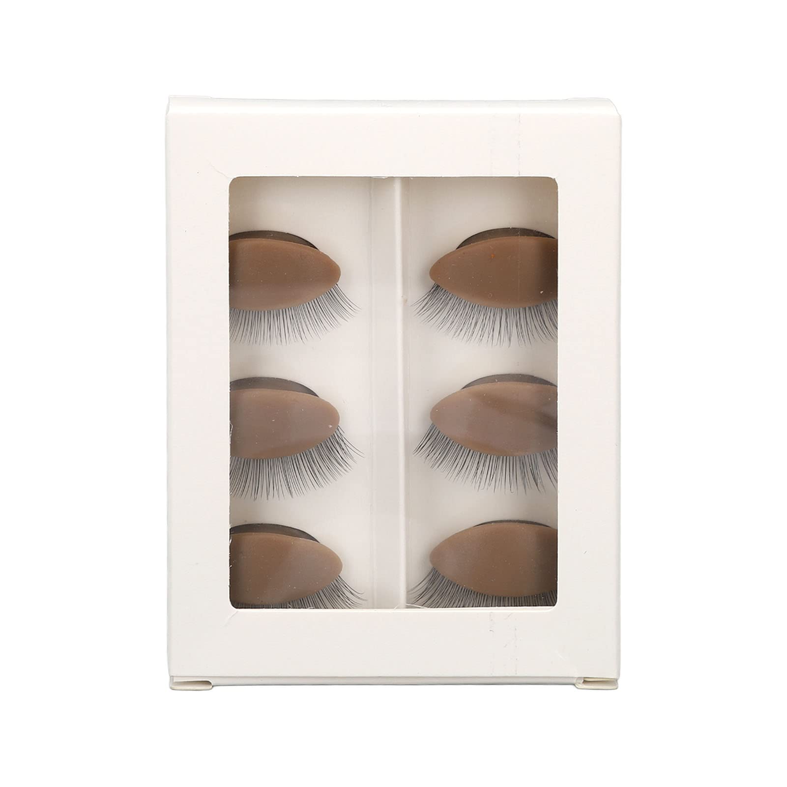 Replacement Eyelids, 3 Pairs Double Layers Eyelashes Eyelids, Realistic Eyelids for Eyelash Training and Practice, Silicone Practice Eyelash Eyelids, Mannequin Head Removable Parts (Brown)