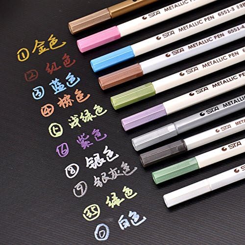 Album Accessories Color Paint pPen Metallic Marker Pens, Metallic Painting Pen Set of 10 Assorted Colors Round Tip for Birthday Greeting Gift Thank You Card DIY Photo Album