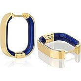 TaYolnFaSo 18k Real Gold-Plated U Shaped Enamel Earrings for Women Huggie Hoop Earring Jewelry Valentine's Day Birthday Gift for Wife Girlfriend Mother