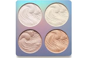 Mysense 4 Colors Shimmer Highlight Contour Palette - Blush & Highlighter Powder Bronzer - Illuminator, 02 Palette