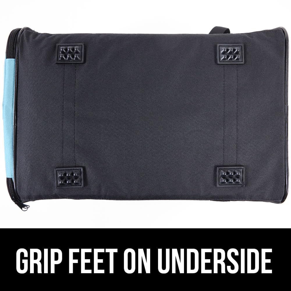 GORILLA GRIP Airline Travel Cat Carrier Bag Up to 15 Lbs, Breathable Mesh Collapsible Pet Carriers for Small, Medium Cats, Small Dogs, Puppies, Portable Kennel with Soft Washable, Light Blue