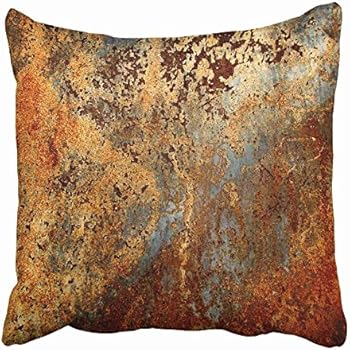 Emvency Throw Pillow Covers Cases Decorative 16x16 Inch Brown Rust Colorful Metal Rusty Steel Iron Structure Wall Door Two Sides Print Pillowcase Case Cushion Cover