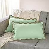 Folkulture Throw Pillow Covers | (12 x 20) Set of 2 Lumbar Pillow Decorative | Couch Pillow for Living Room | Cute Outdoor Pillows, Green Pillow Covers | Throw Pillows for Couch