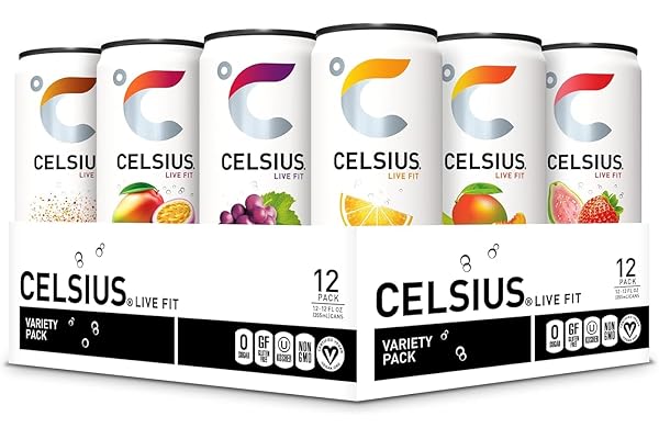 CELSIUS Assorted Flavors Official Variety Pack, Functional Essential Energy Drinks, 12 Fl Oz (Pack of 12)