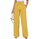 KORSIS Women's Wide Leg Lounge Pants Lightweight High Waisted Loose Work Elastic Casual Outfits Trousers with Pockets (S-2XL)