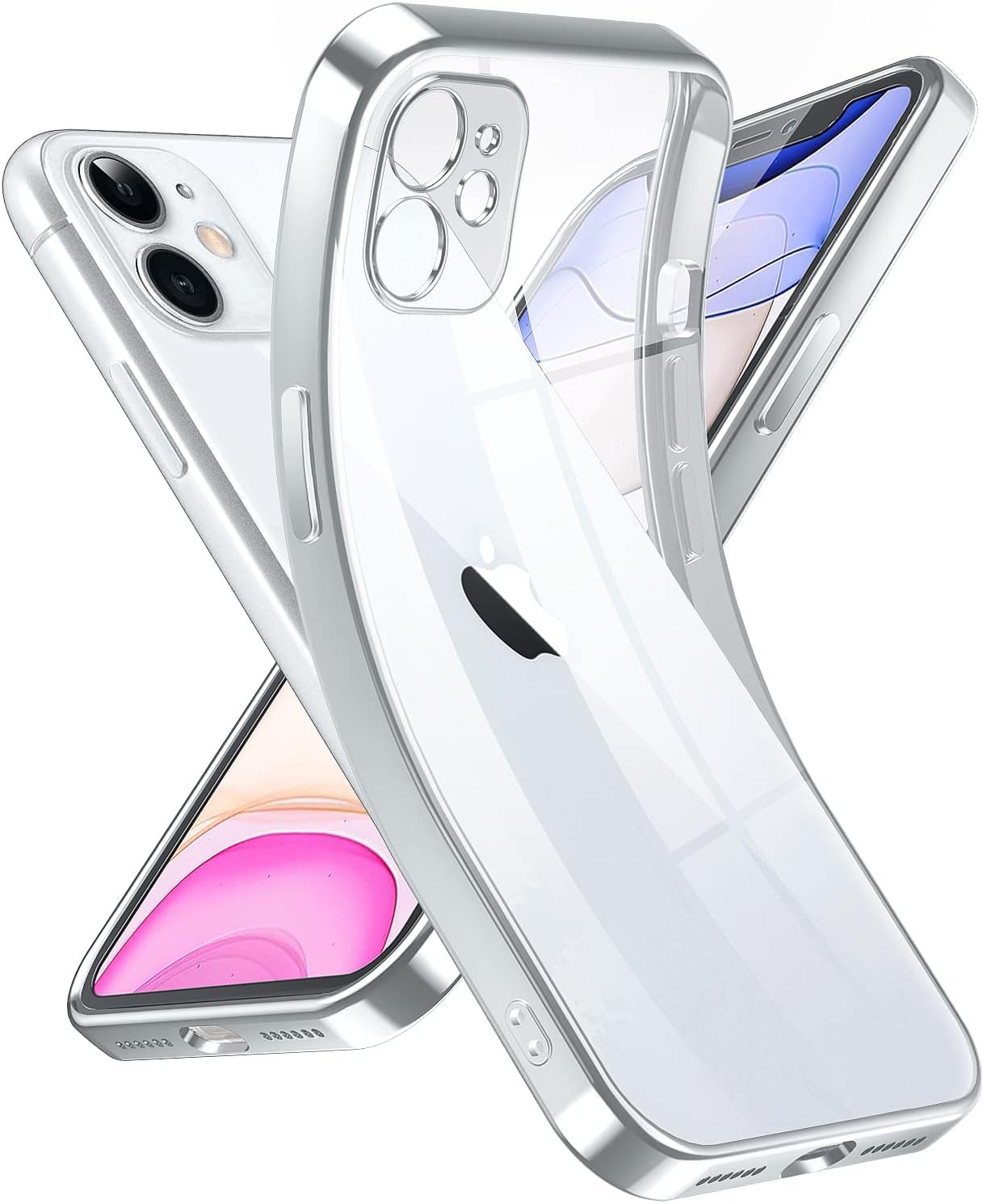 Supdeal Crystal Clear Case for iPhone 11, [Never Yellow] [Camera Protection], Thin Slim Fit Transparent Soft Silicone Phone Protective Case Cover, 6.1 Inch, Silver